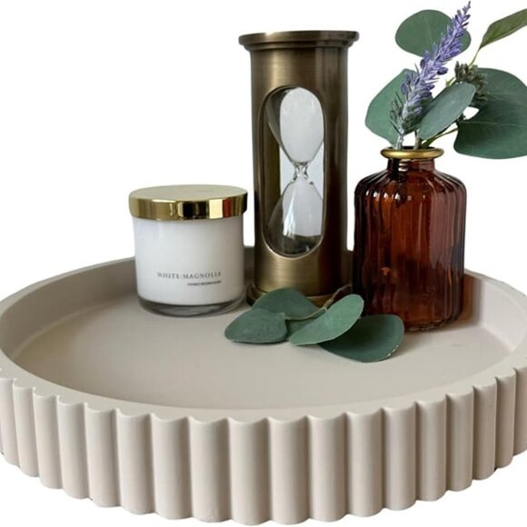 New Round Decorative Tray for Coffee Table Tray Decor - Concrete Round Tray - Picture 2 of 7